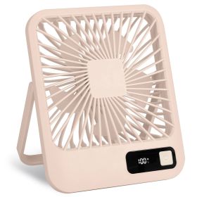 3 Colors Options -- 1Pc Mini Desktop Cooling Fan Rechargeable Battery Powered Personal Fan Speed Adjustment Strong Airflow Quiet Travel Fan With (Option: Beige)