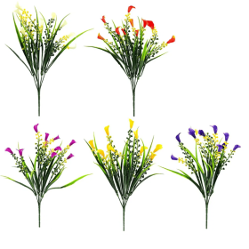 5 Bundles Artificial Calla Lilly Realistic UV Resistant Fake Flowers Faux Plastic Long Stem Plants For Indoor Planter Home Porch Yard Spring Summ (Option: 5pcs)