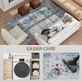 Area Rug 5x7, Machine Washable Rug, Non-Slip Modern Abstract Floor Carpet For Living Room, Bedroom, Dining Room, Blue (Option: Blue)