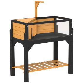 Wooden Tortoise Habitat With Storage Shelf, Tortoise Enclosure With Clear Windows, Openable Top, Lamp Holder, Yellow (Option: Yellow)
