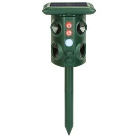 Solar Ultrasonic Animal Repeller Solar Powered Animal Repellent Chaser With PIR Motion Sensor IP54 Waterproof Sound Flashing Light For Deer Racco (Option: Green)