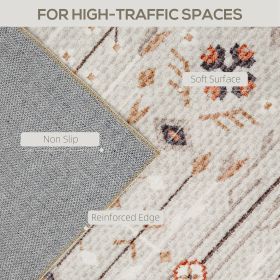Machine Washable Area Rug 4x6, Non-Slip Boho Flannel Print Floor Carpet For Living Room, Bedroom, Dining Room, Brown (Option: Brown)